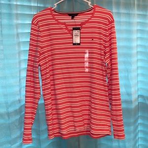 Tommy Hilfiger Coral Striped Long Sleeve